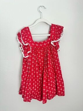 Magnolia Red Girls' Printed Neckline Dress